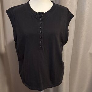Madewell charcoal grey Sleeveless Henley Top